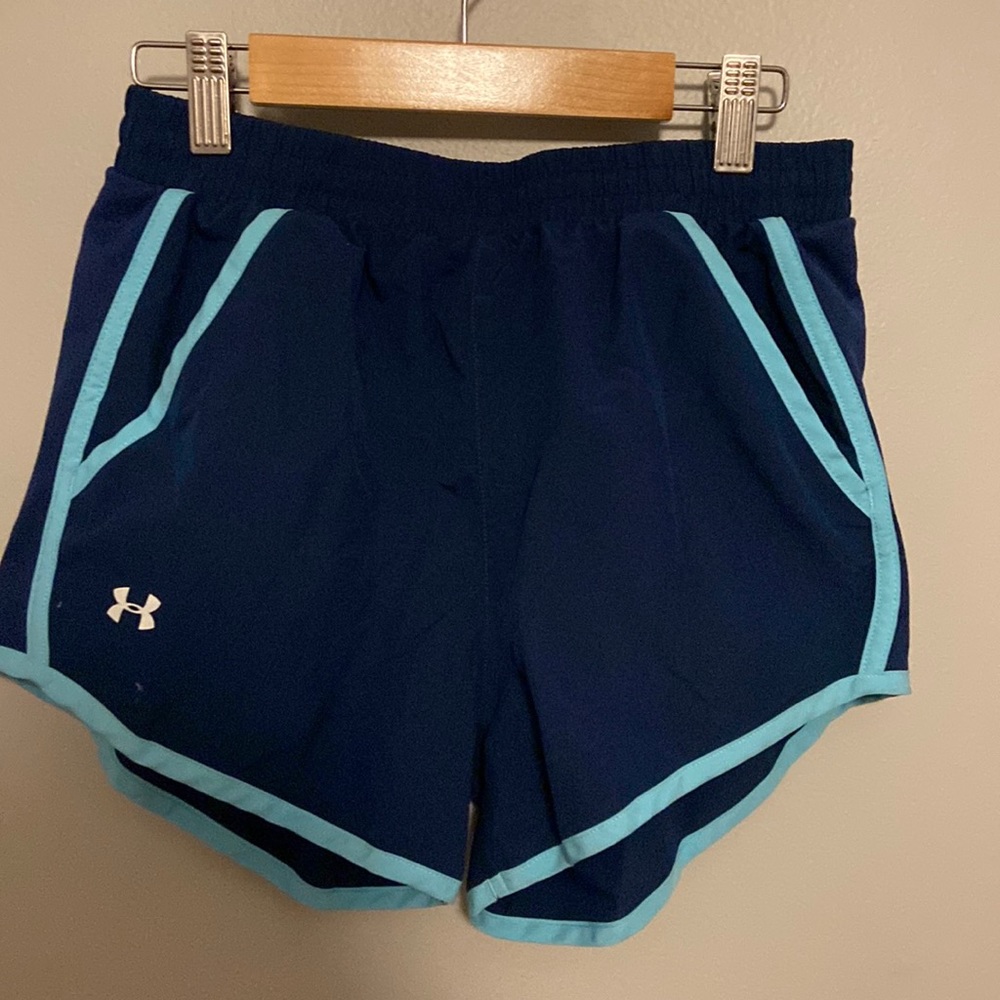 Navy and Light Blue Under Armor Shorts: Youth